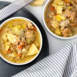 Ellen of Off-Script Recipes shares her Original Recipe for Chicken Sausage, Potato & Wheat Berry Soup