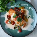 Ellen of Off-Script Recipes shares her Original Recipe for Bloody Mary Seared Salmon