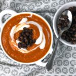Ellen of Off-Script Recipes shares her Original Recipe for Swirl Tortilla Soup with Toasted Black Beans