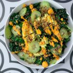 Ellen of Off-Script Recipes shares her Original Recipe for Kale & Crispy Quinoa Salad with Roasted Carrot-Ginger Vinaigrette