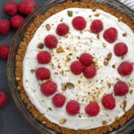 Ellen of Off-Script Recipes shares her Original Recipe for Salted Pistachio & Raspberry Yogurt Pie